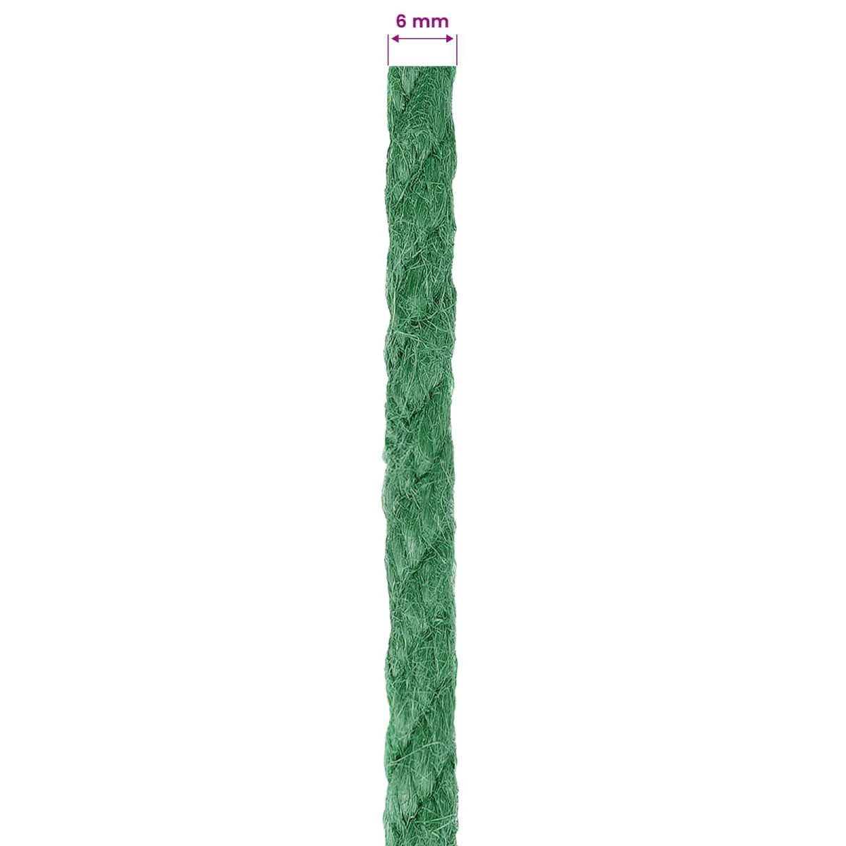 vidaXL Σχοινί Από Τζute 6 mm Πράσινο 100% Τζούτα Tossa
