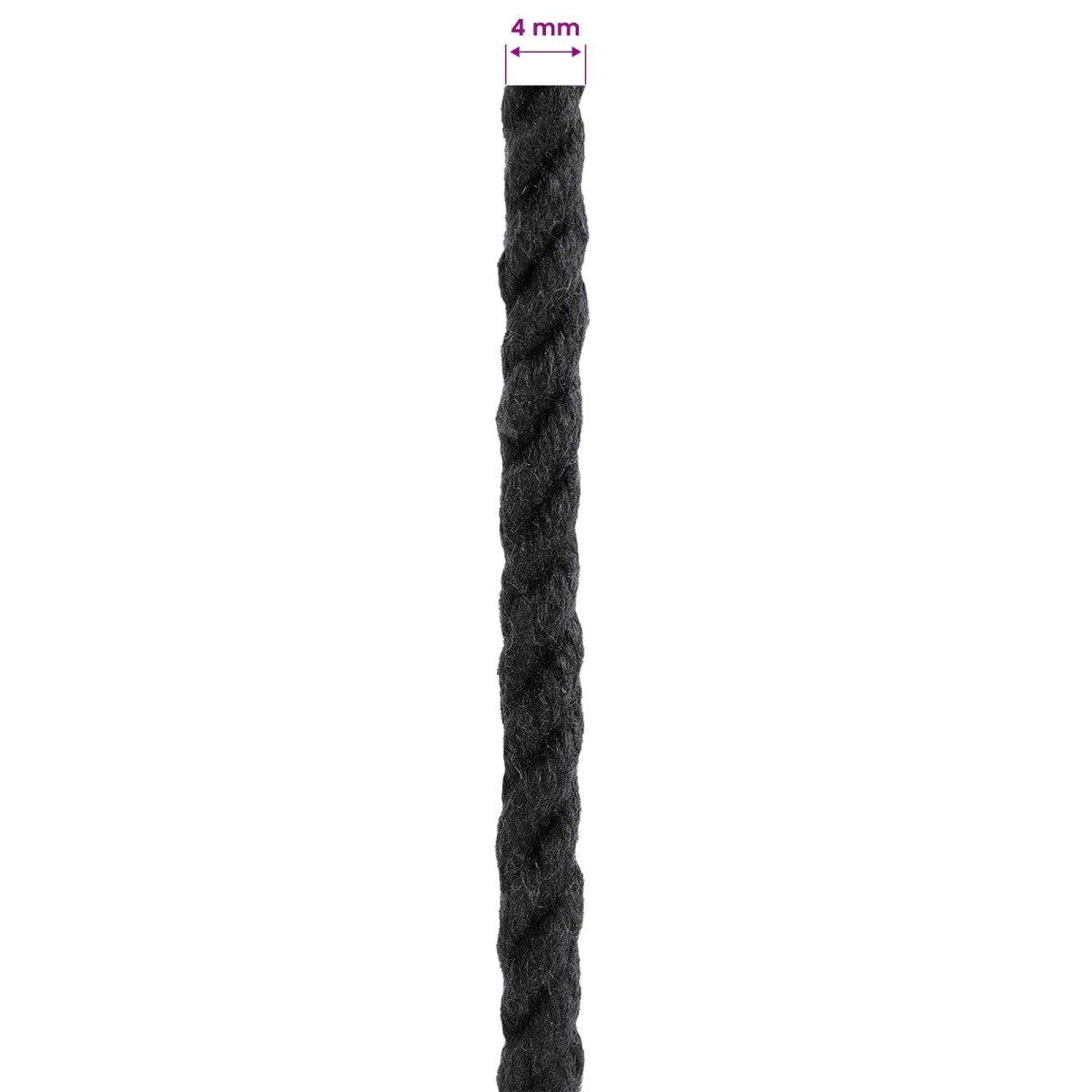 vidaXL Cotton Twine 4 mm 500 m Μαύρο 100% Βαμβάκι