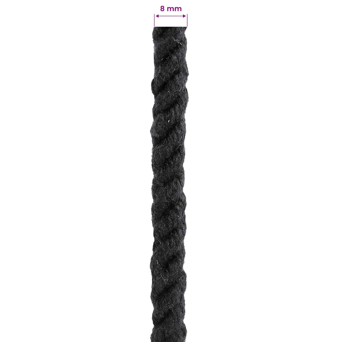 vidaXL Κωτόσχοινo 8 mm 250 m Μαύρο 100% Βαμβάκι
