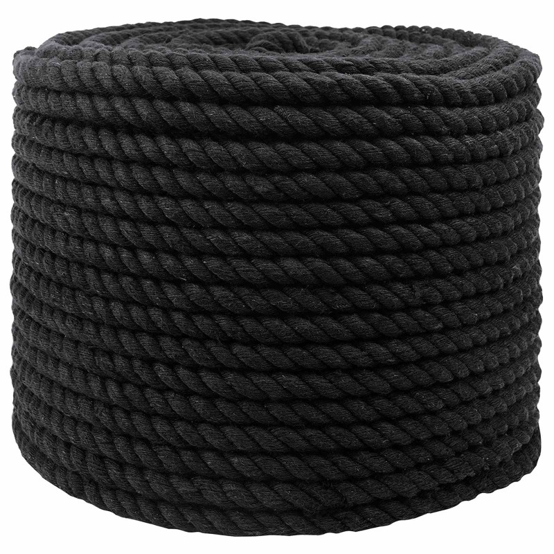 vidaXL Κωτόσχοινo 10 mm 25 m Μαύρο 100% Βαμβάκι