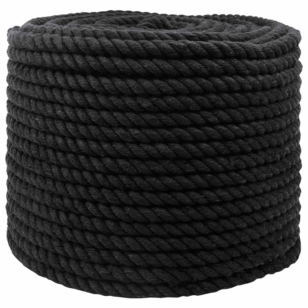 vidaXL Κωτόσχοινo 10 mm 100 m Μαύρο 100% Βαμβάκι