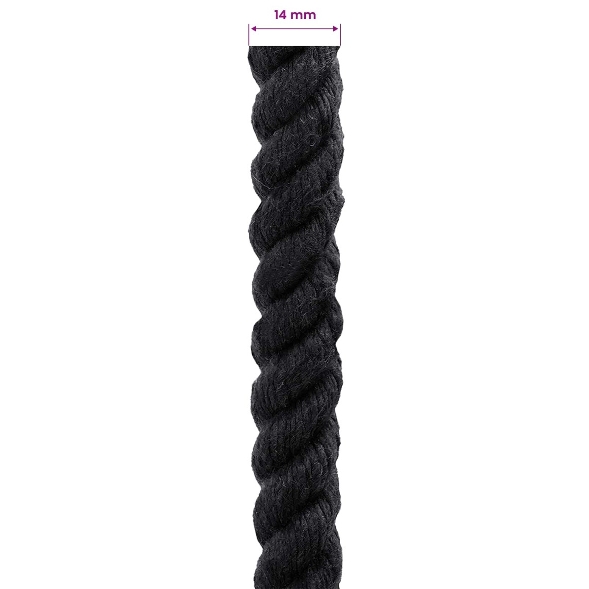 vidaXL Κωτόσχοινo 14 mm 25 m Μαύρο 100% Βαμβάκι