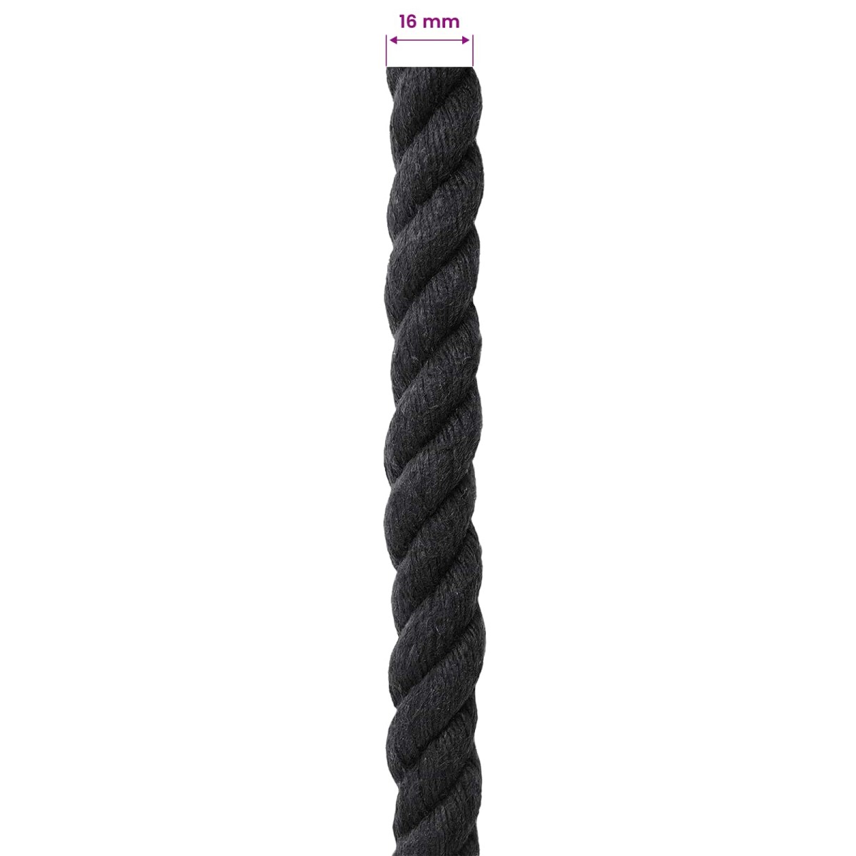 vidaXL Κωτόσχοινo 16 mm 100 m Μαύρο 100% Βαμβάκι