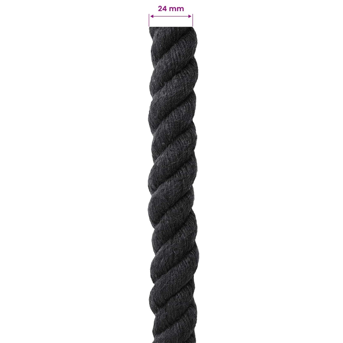 vidaXL Κωτόσχοινo 24 mm 25 m Μαύρο 100% Βαμβάκι