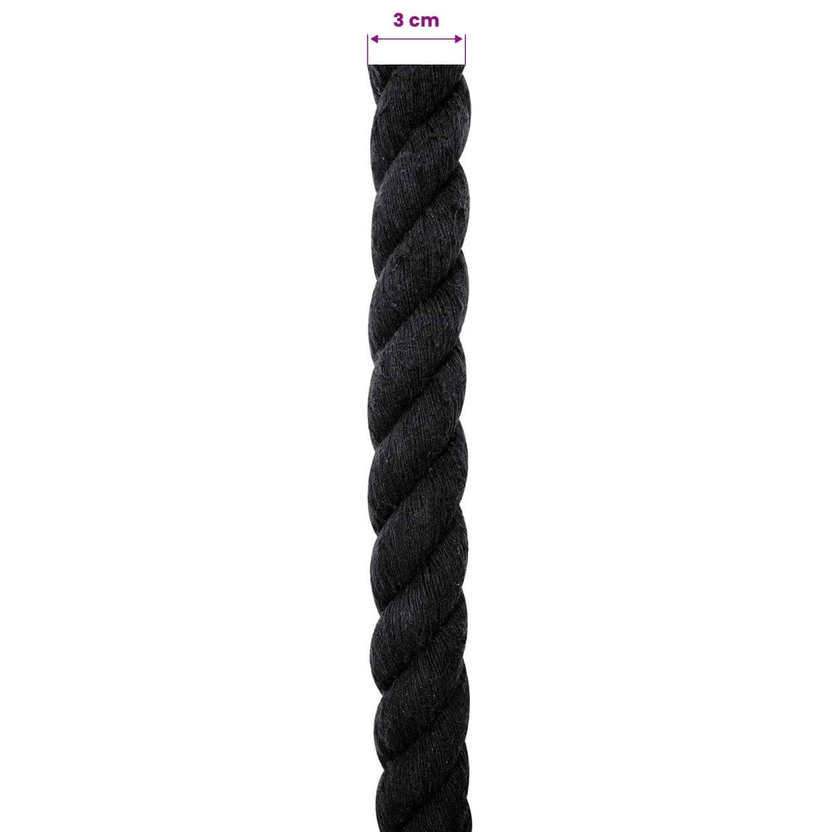 vidaXL Κωτόσχοινo 30 mm 10 m Μαύρο 100% Βαμβάκι