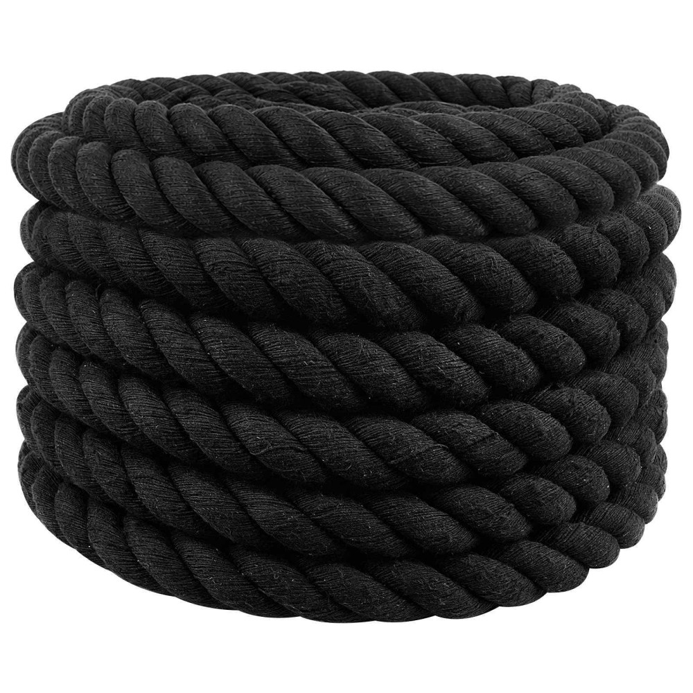 vidaXL Κωτόσχοινo 36 mm 10 m Μαύρο 100% Βαμβάκι