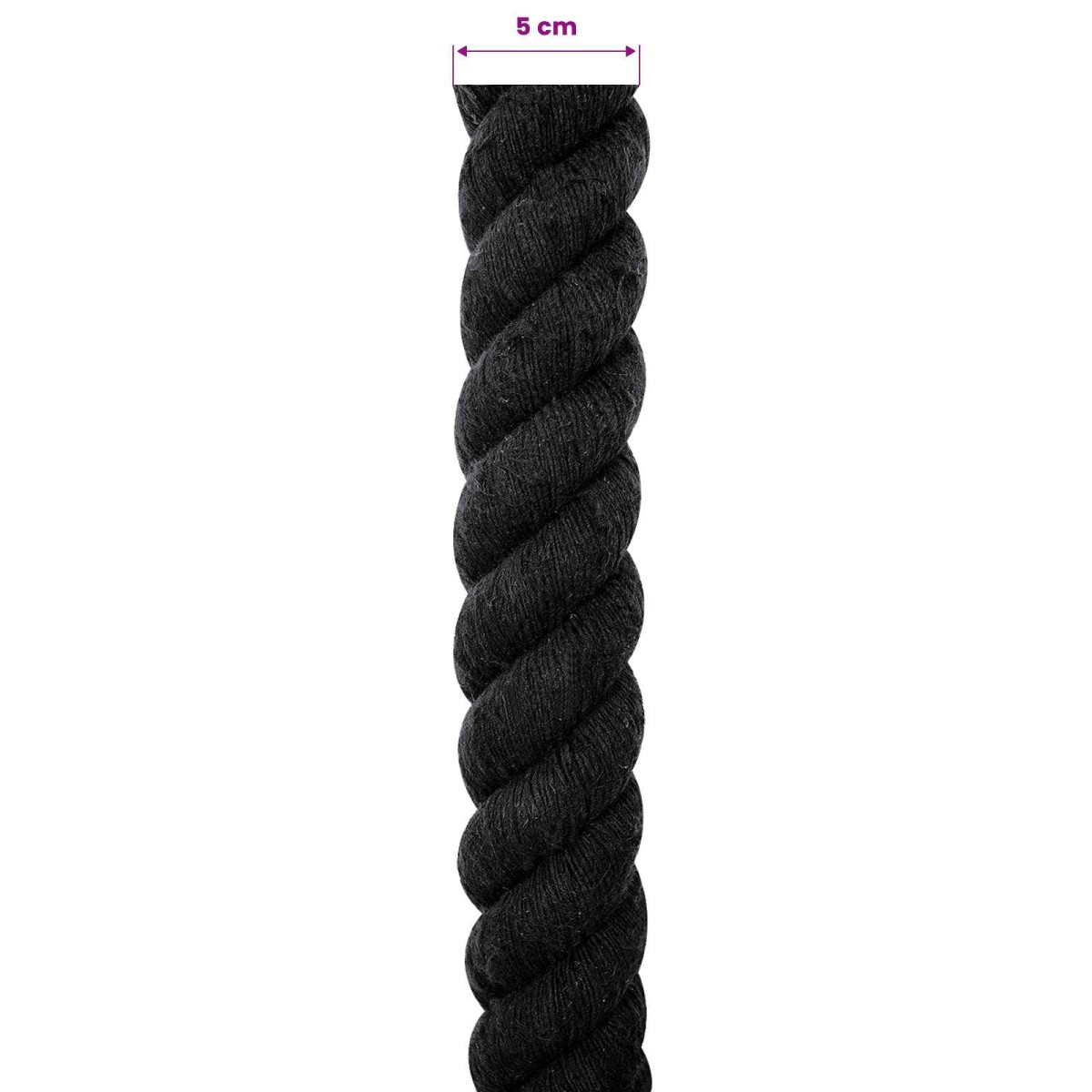 vidaXL Κωτόσχοινo 50 mm 5 m Μαύρο 100% Βαμβάκι