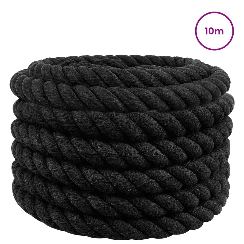 vidaXL Κωτόσχοινo 60 mm 10 m Μαύρο 100% Βαμβάκι