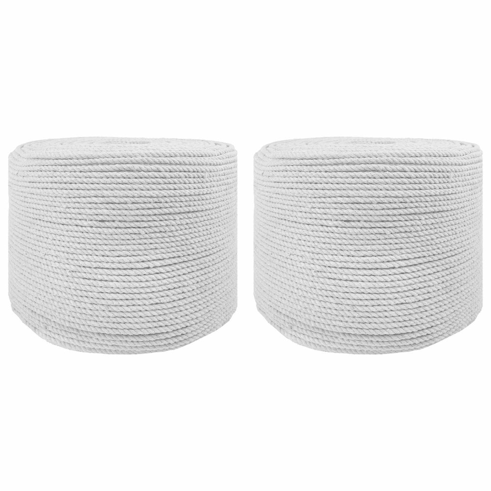 vidaXL Cotton Twine 2 τμχ. 2 mm 100 m Λευκό 100% Βαμβάκι
