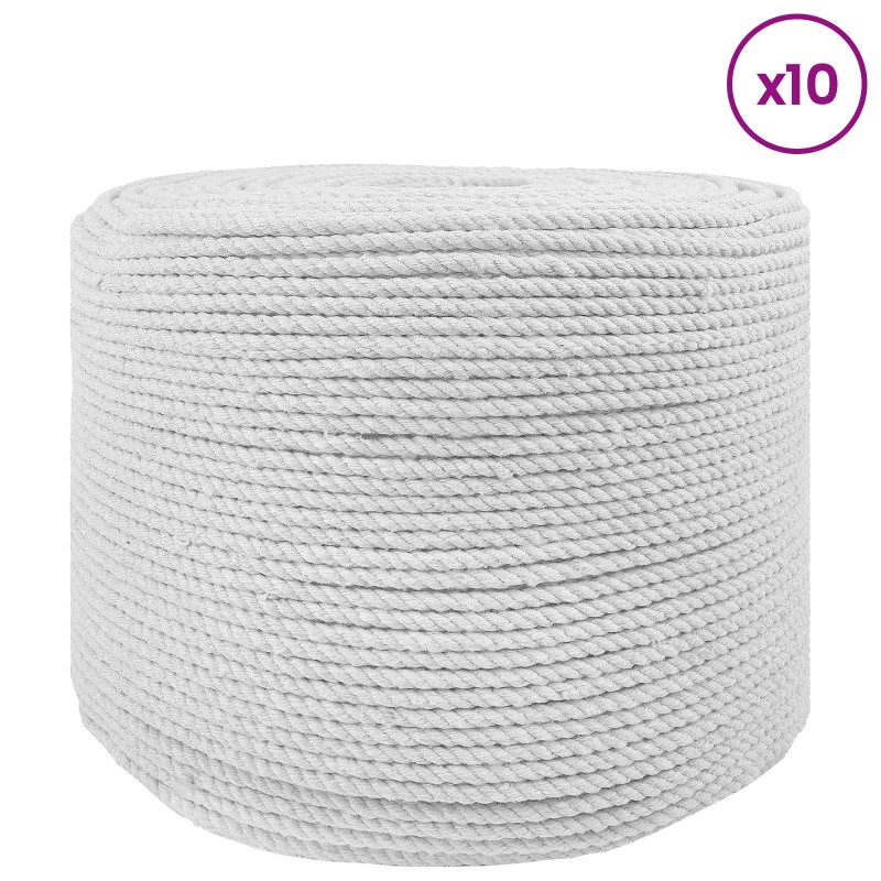 vidaXL Cotton Twine 10 τμχ. 2 mm 100 m Λευκό 100% Βαμβάκι