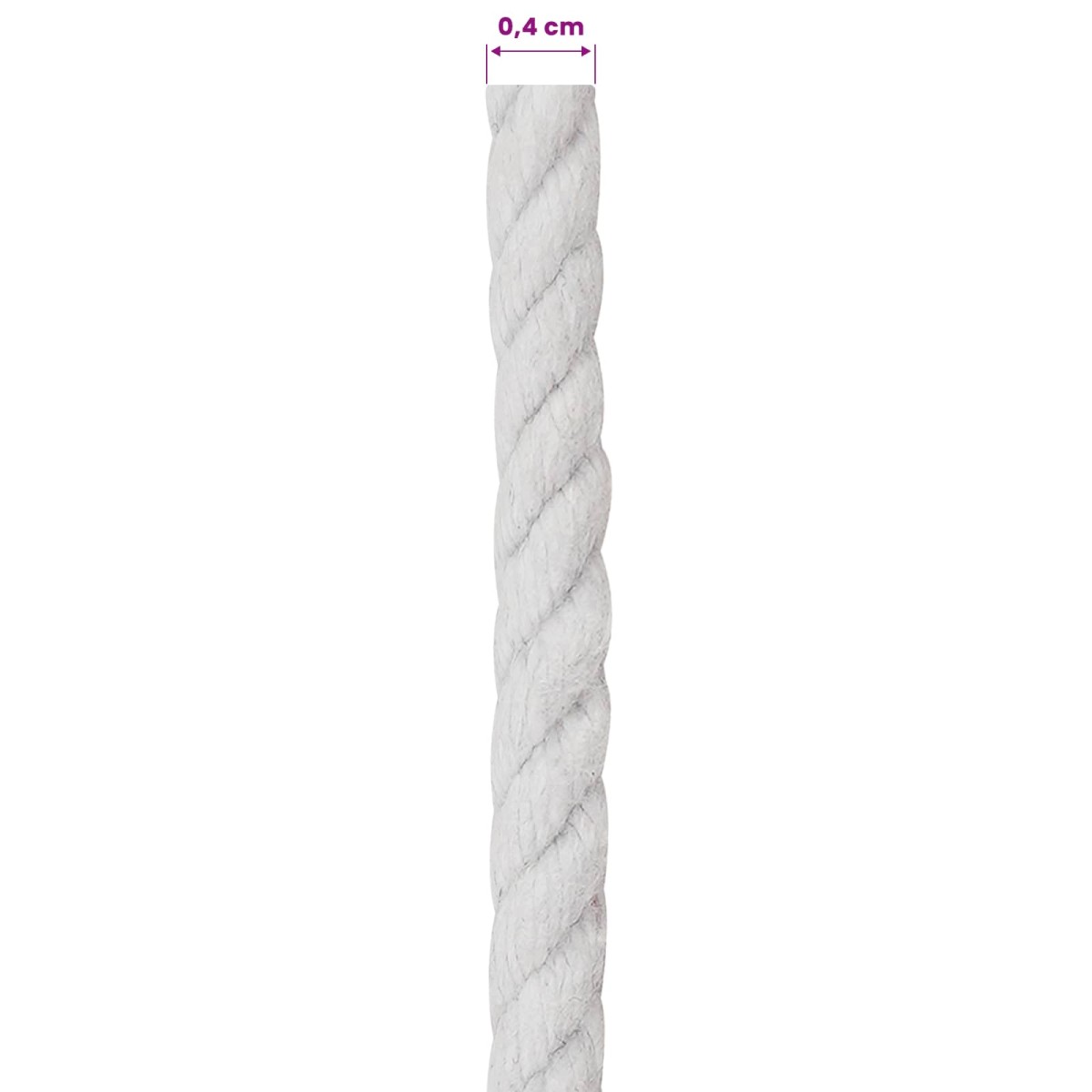 vidaXL Cotton Twine 4 mm 50 m Λευκό 100% Βαμβάκι