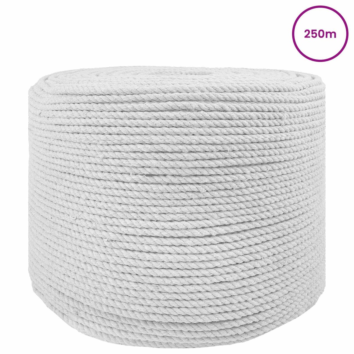 vidaXL Cotton Twine 4 mm 250 m Λευκό 100% Βαμβάκι