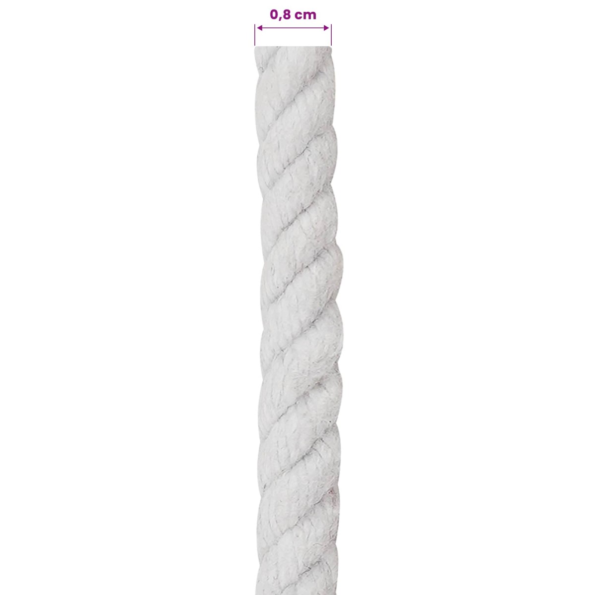 vidaXL Κωτόσχοινo 8 mm 25 m Λευκό 100% Βαμβάκι