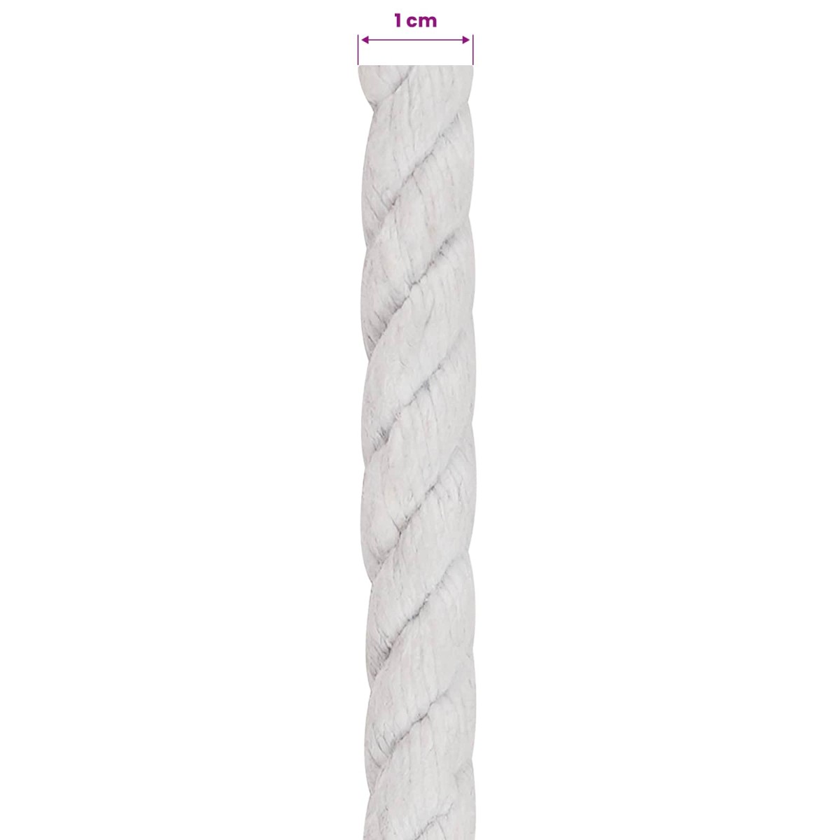 vidaXL Κωτόσχοινo 10 mm 25 m Λευκό 100% Βαμβάκι