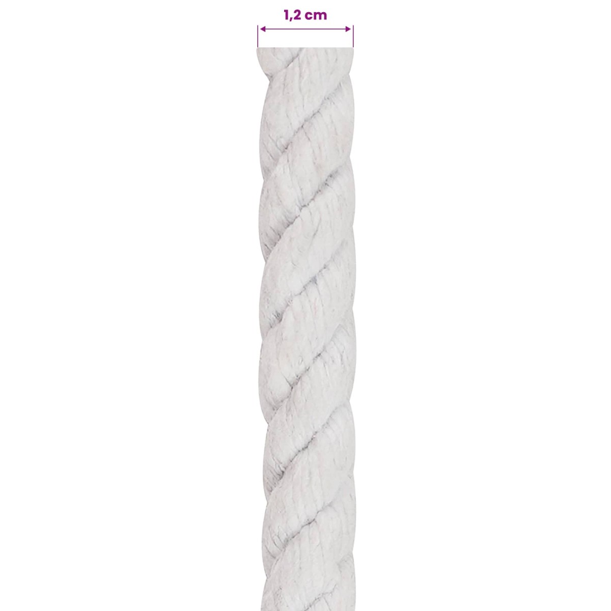 vidaXL Κωτόσχοινo 12 mm 250 m Λευκό 100% Βαμβάκι
