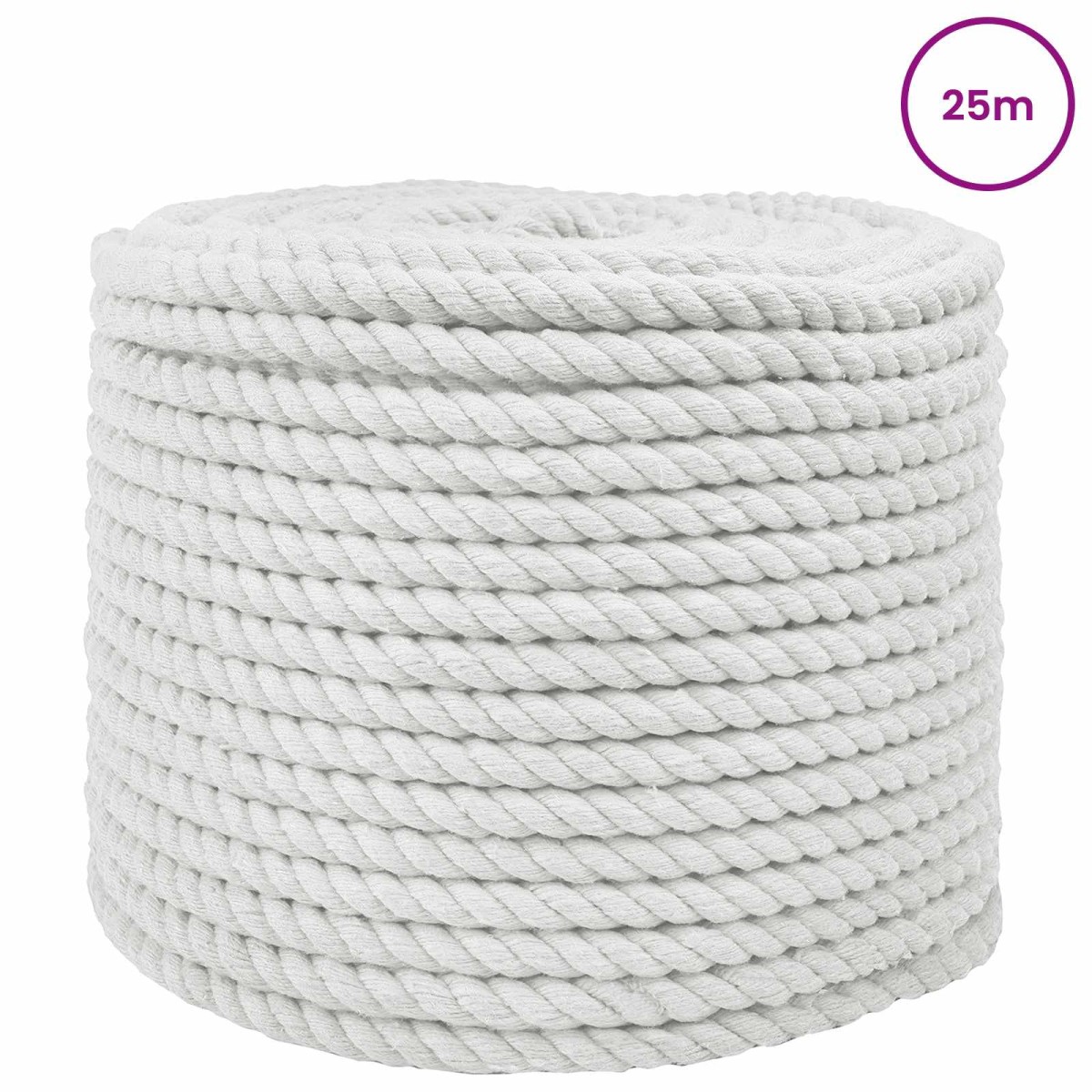 vidaXL Κωτόσχοινo 14 mm 25 m Λευκό 100% Βαμβάκι