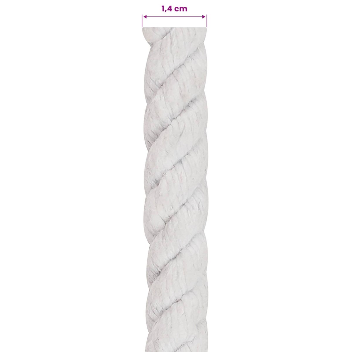 vidaXL Κωτόσχοινo 14 mm 250 m Λευκό 100% Βαμβάκι