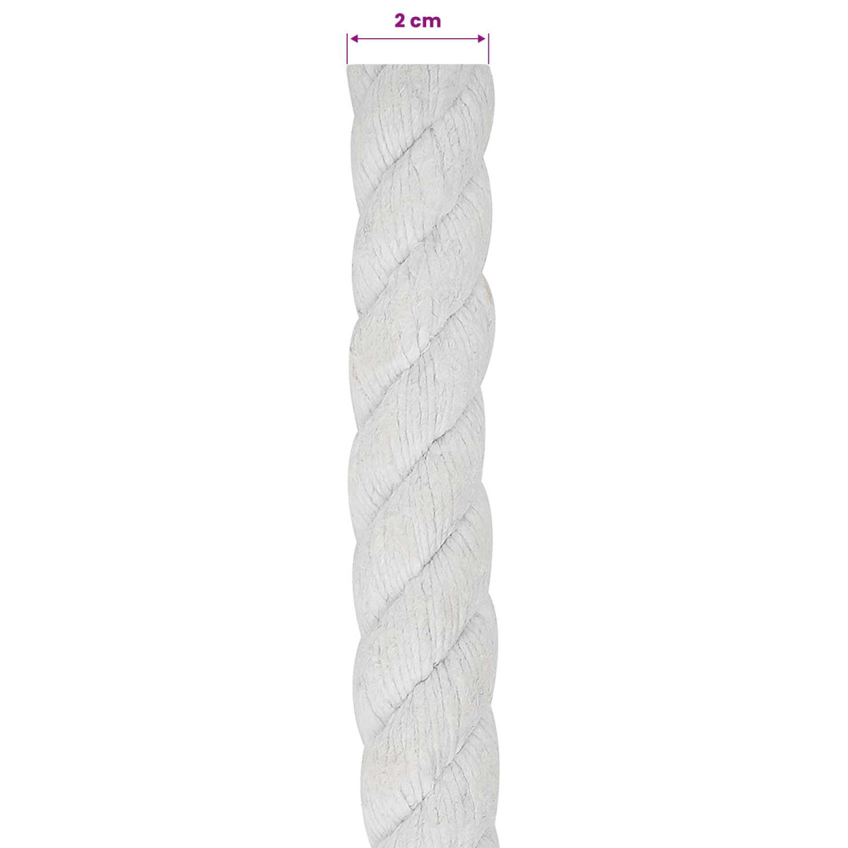 vidaXL Κωτόσχοινo 20 mm 25 m Λευκό 100% Βαμβάκι