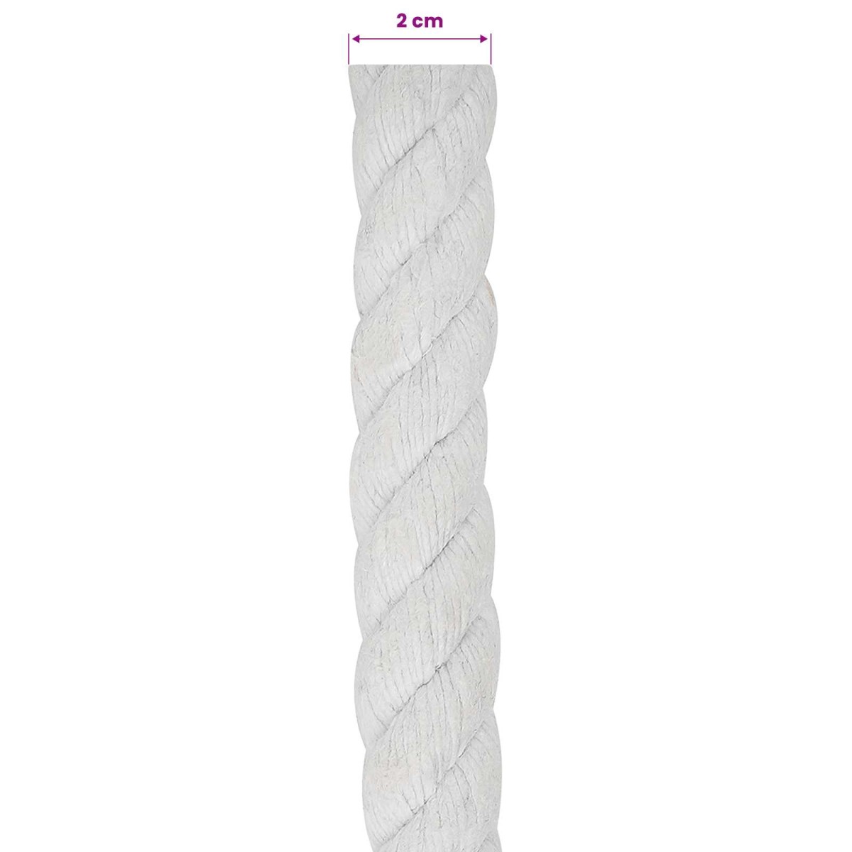 vidaXL Κωτόσχοινo 20 mm 100 m Λευκό 100% Βαμβάκι