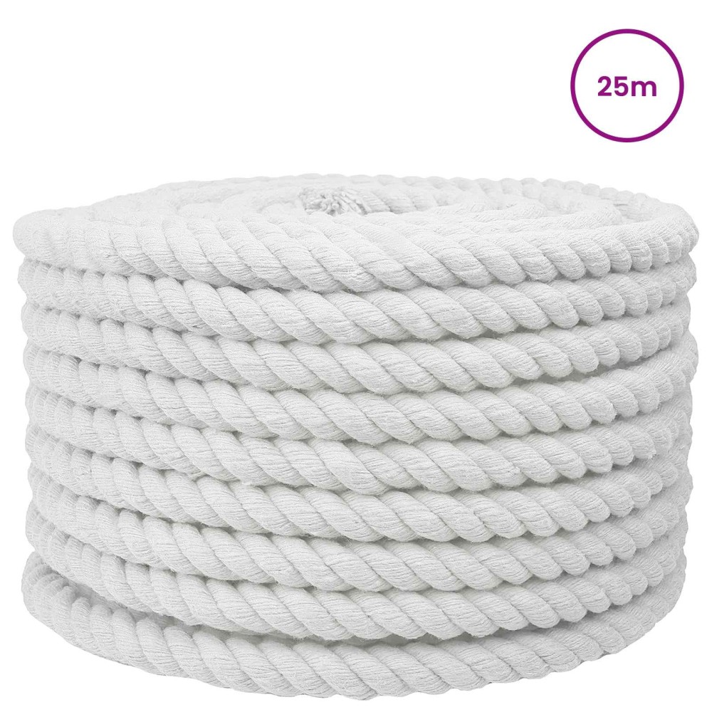 vidaXL Κωτόσχοινo 24 mm 25 m Λευκό 100% Βαμβάκι