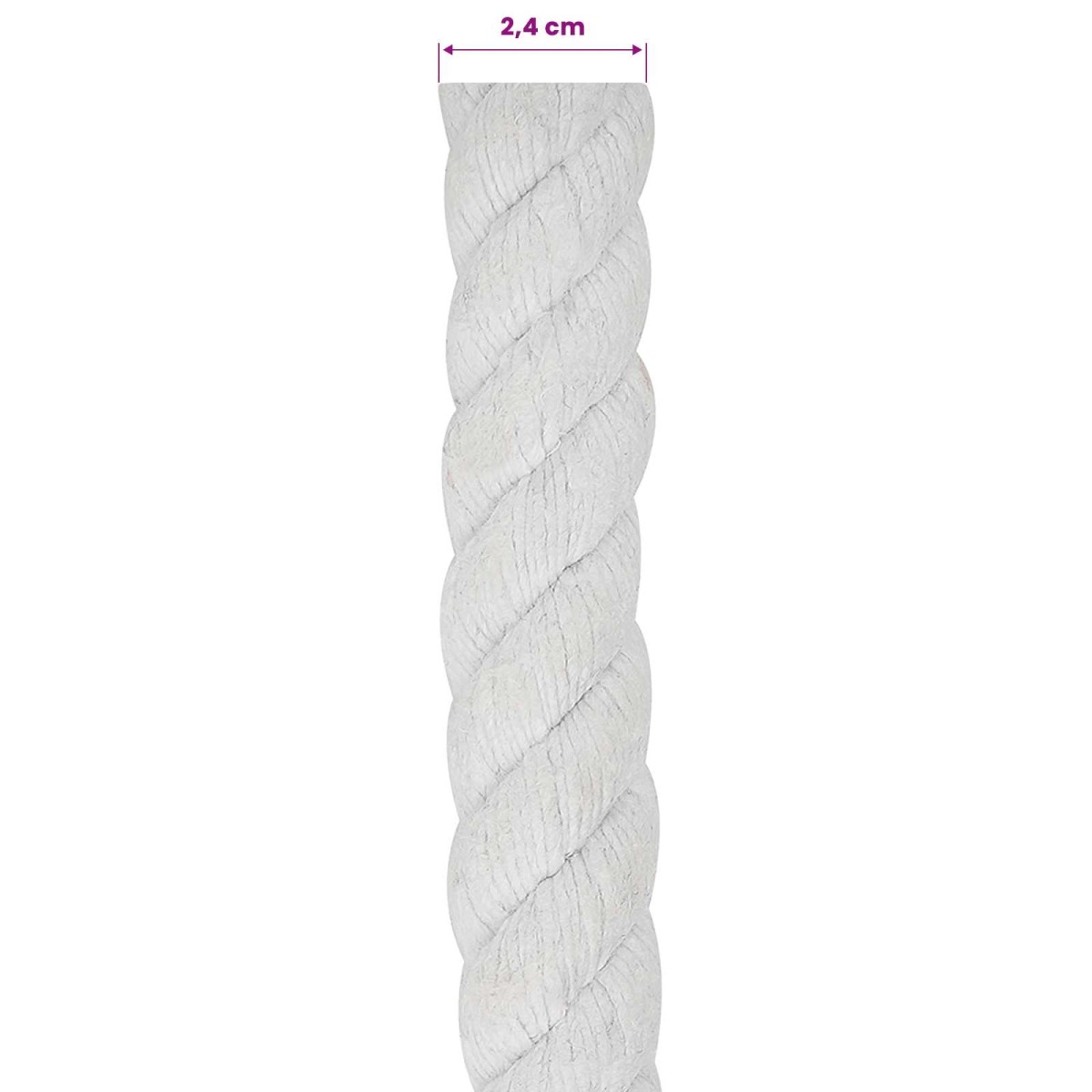 vidaXL Κωτόσχοινo 24 mm 50 m Λευκό 100% Βαμβάκι
