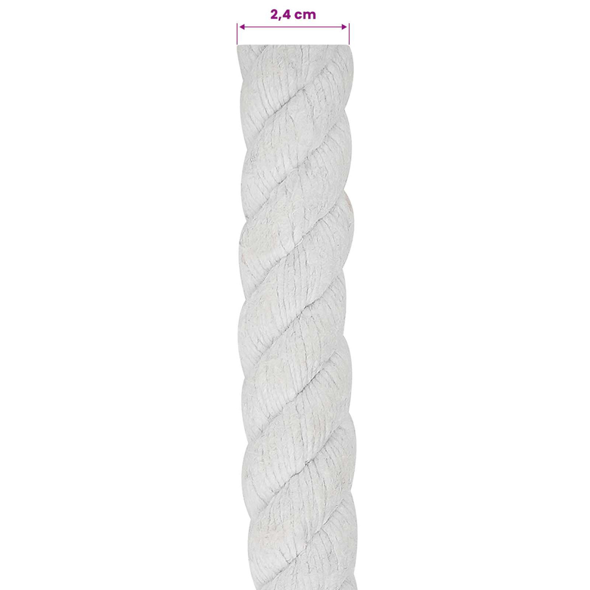 vidaXL Κωτόσχοινo 24 mm 50 m Λευκό 100% Βαμβάκι