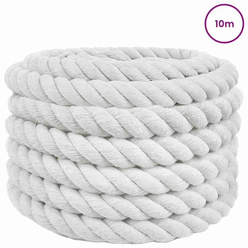 vidaXL Κωτόσχοινo 30 mm 10 m Λευκό 100% Βαμβάκι