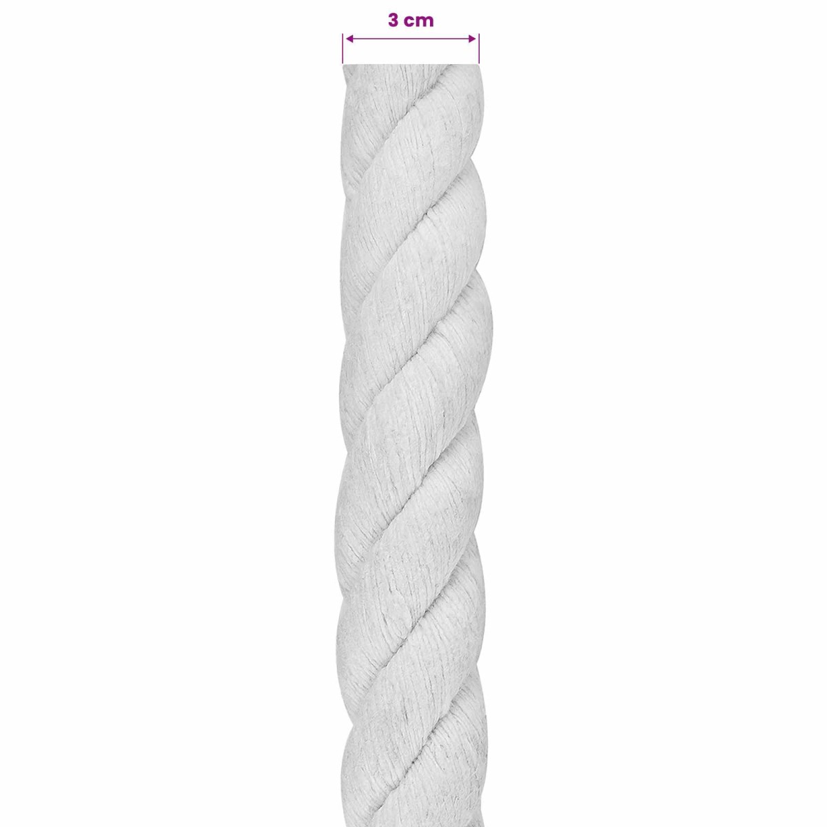 vidaXL Κωτόσχοινo 30 mm 50 m Λευκό 100% Βαμβάκι