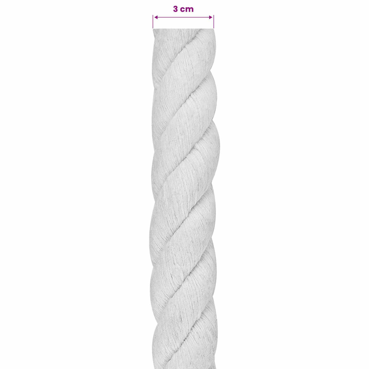 vidaXL Κωτόσχοινo 30 mm 50 m Λευκό 100% Βαμβάκι