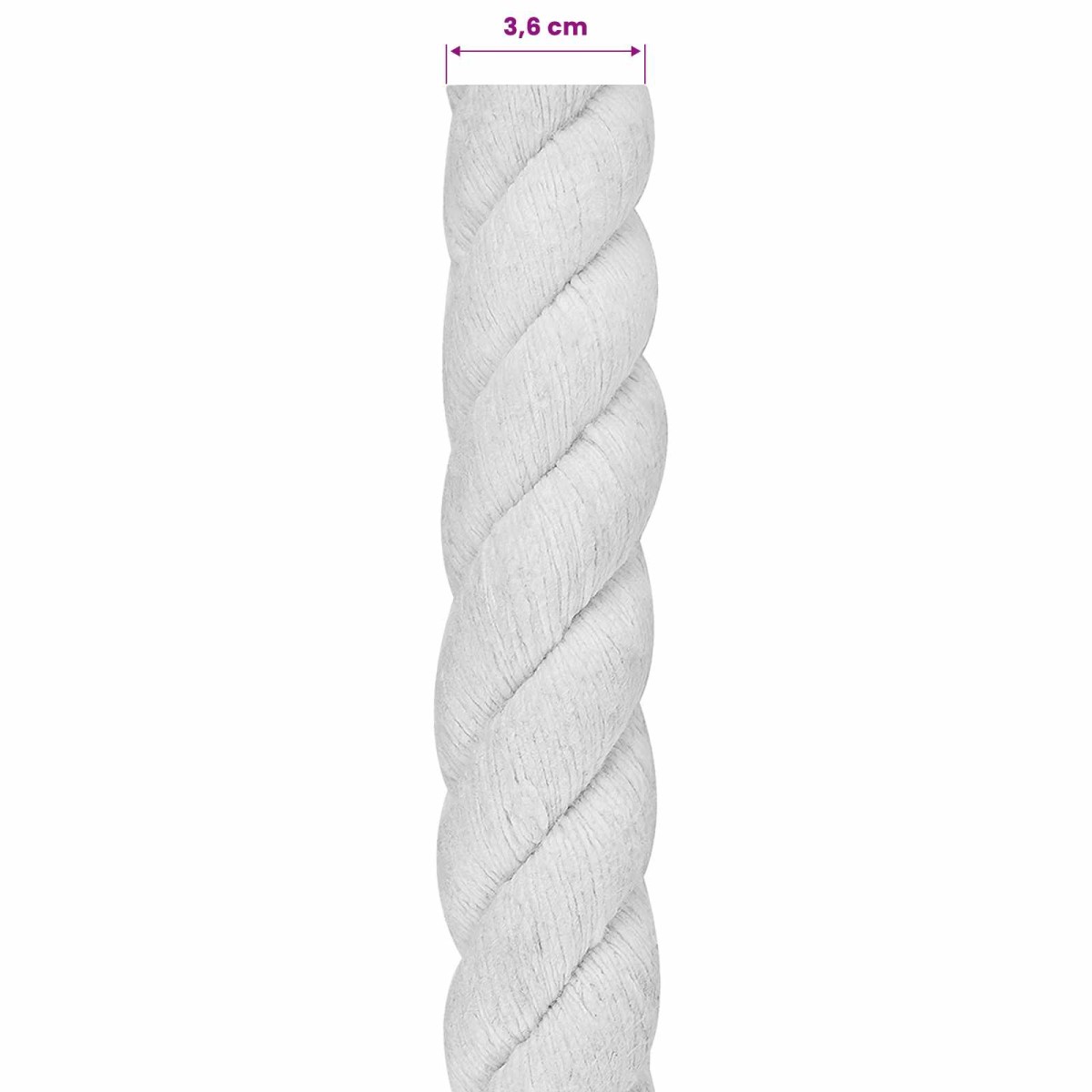 vidaXL Κωτόσχοινo 36 mm 5 m Λευκό 100% Βαμβάκι