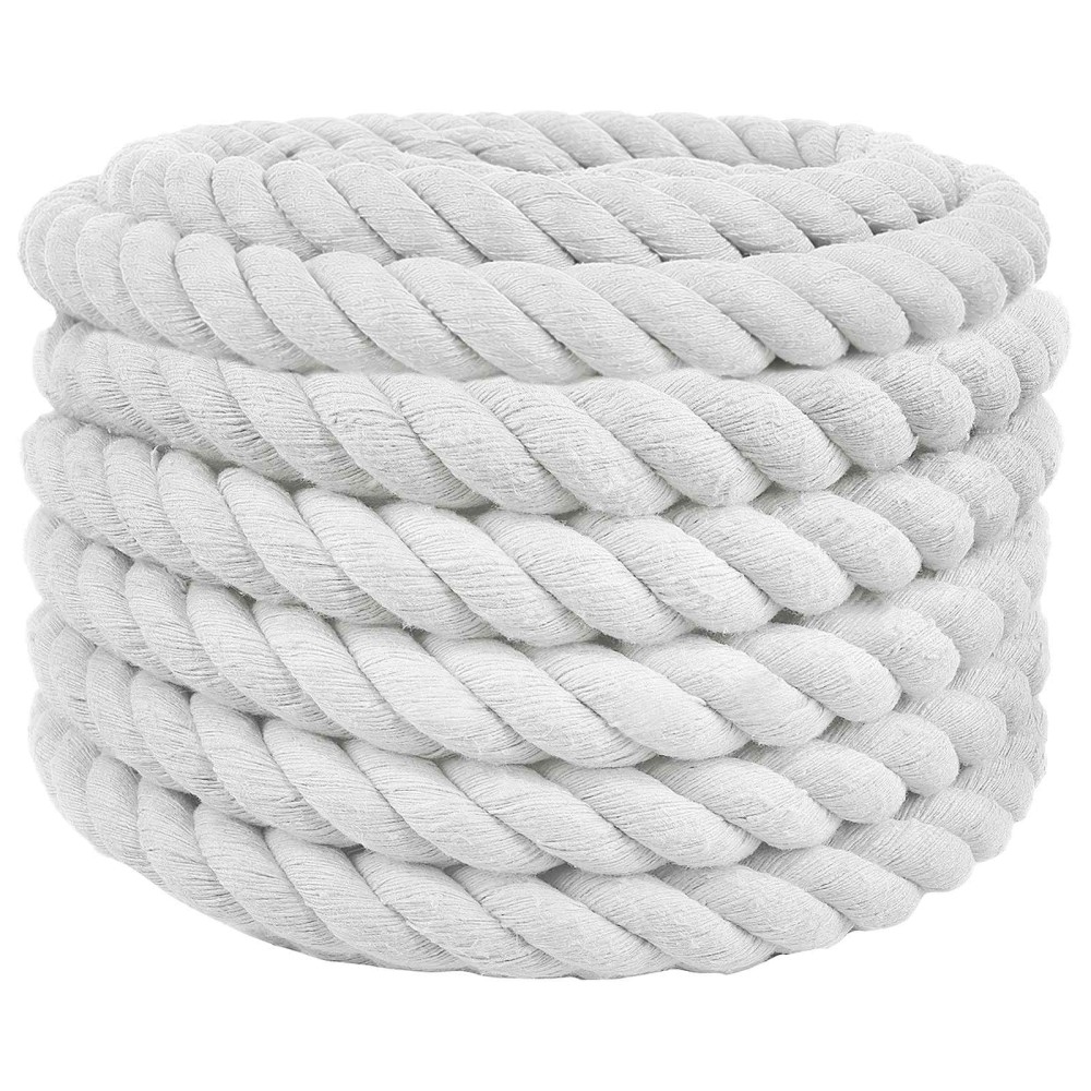 vidaXL Κωτόσχοινo 36 mm 25 m Λευκό 100% Βαμβάκι
