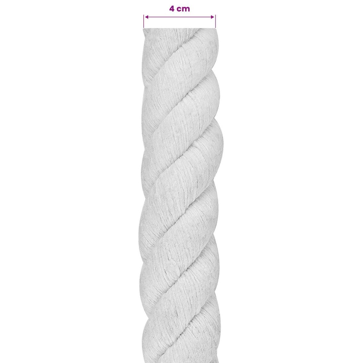 vidaXL Κωτόσχοινo 40 mm 5 m Λευκό 100% Βαμβάκι
