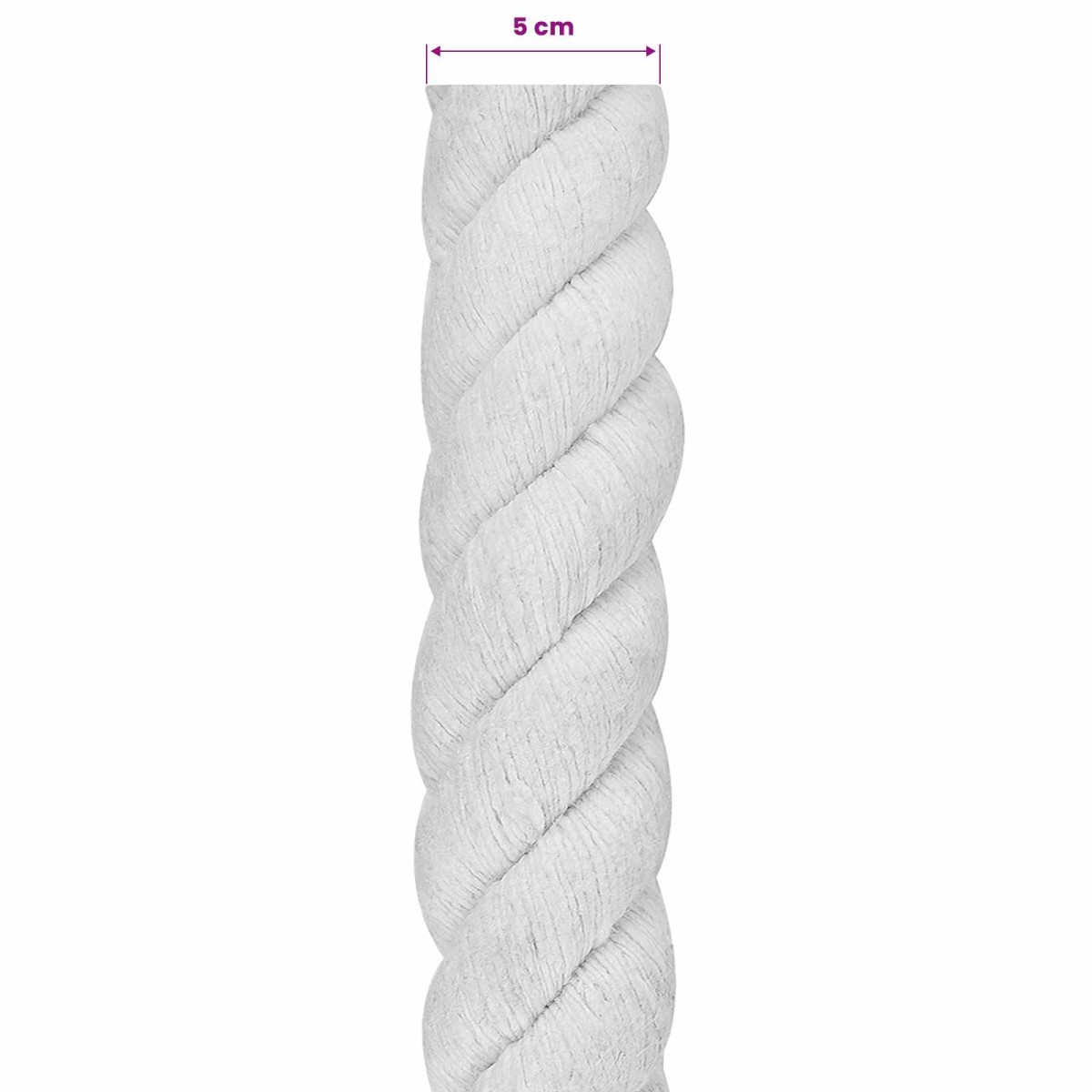 vidaXL Κωτόσχοινo 50 mm 5 m Λευκό 100% Βαμβάκι