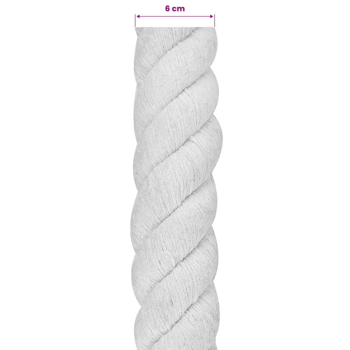 vidaXL Κωτόσχοινo 60 mm 5 m Λευκό 100% Βαμβάκι