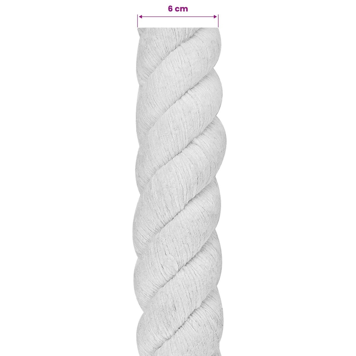 vidaXL Κωτόσχοινo 60 mm 10 m Λευκό 100% Βαμβάκι