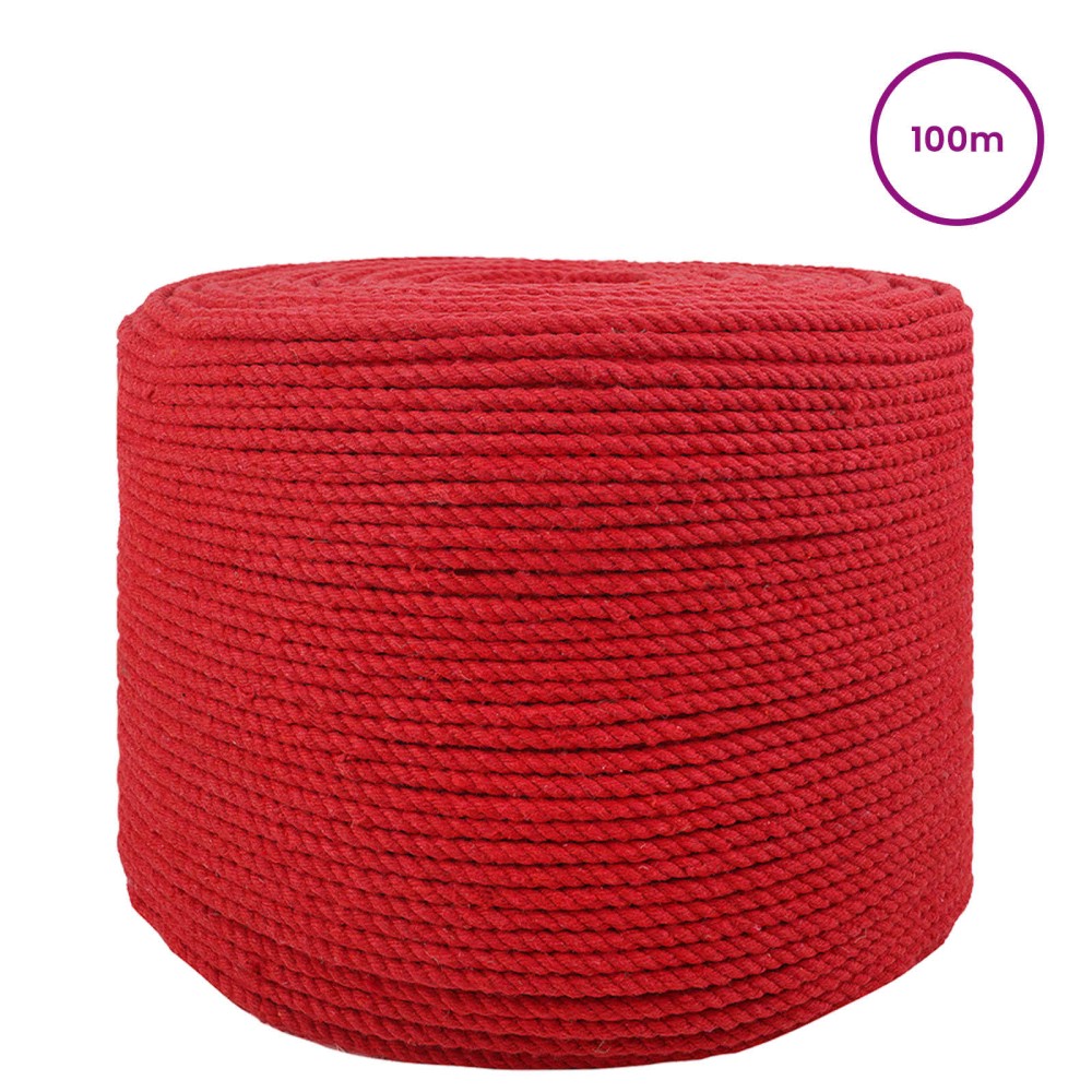 vidaXL Cotton Twine 10 τμχ. 2 mm 100 m Κόκκινο 100% Βαμβάκι