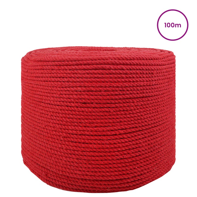 vidaXL Cotton Twine 10 τμχ. 2 mm 100 m Κόκκινο 100% Βαμβάκι