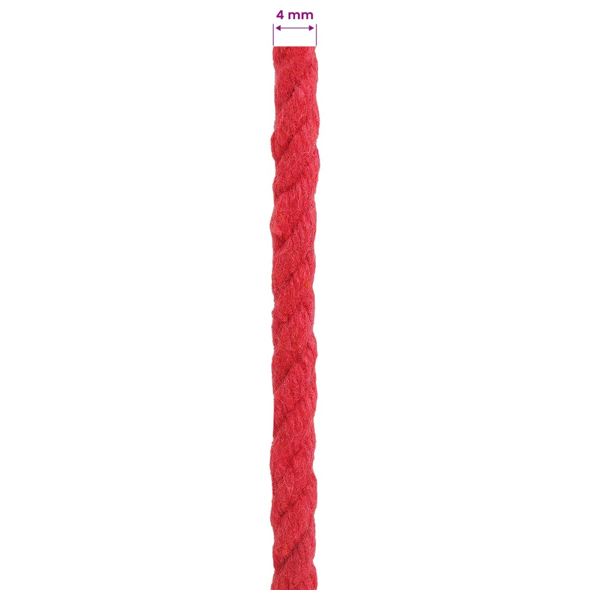 vidaXL Cotton Twine 4 mm 500 m Κόκκινο 100% Βαμβάκι