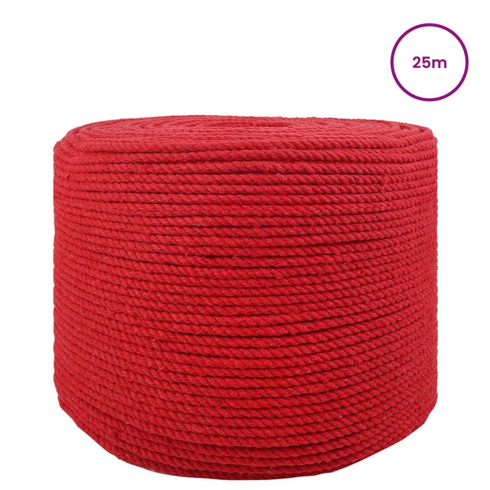 vidaXL Κωτόσχοινo 6 mm 25 m Κόκκινο 100% Βαμβάκι