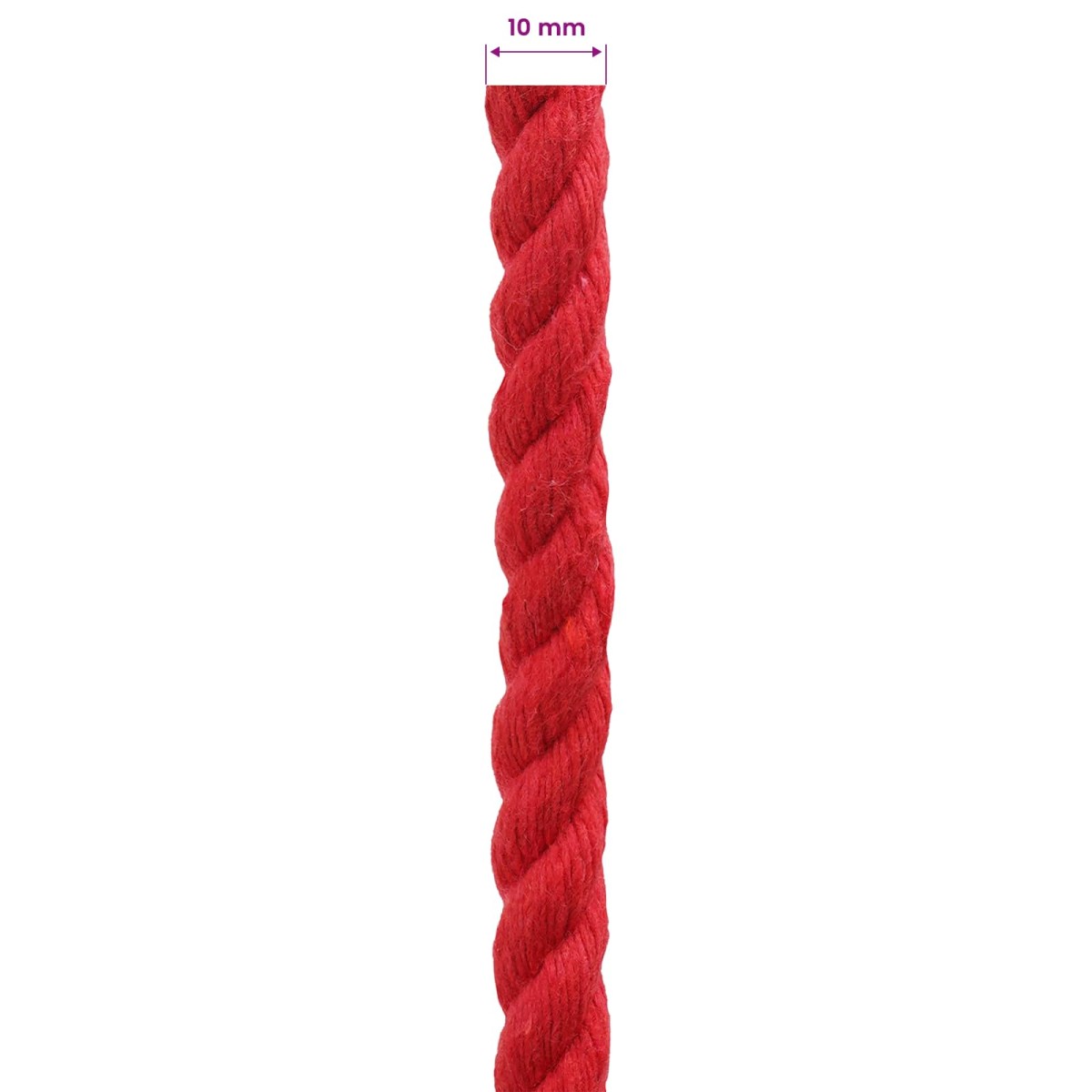 vidaXL Κωτόσχοινo 10 mm 50 m Κόκκινο 100% Βαμβάκι