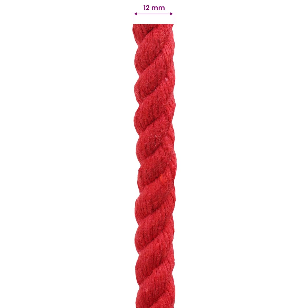 vidaXL Κωτόσχοινo 12 mm 250 m Κόκκινο 100% Βαμβάκι