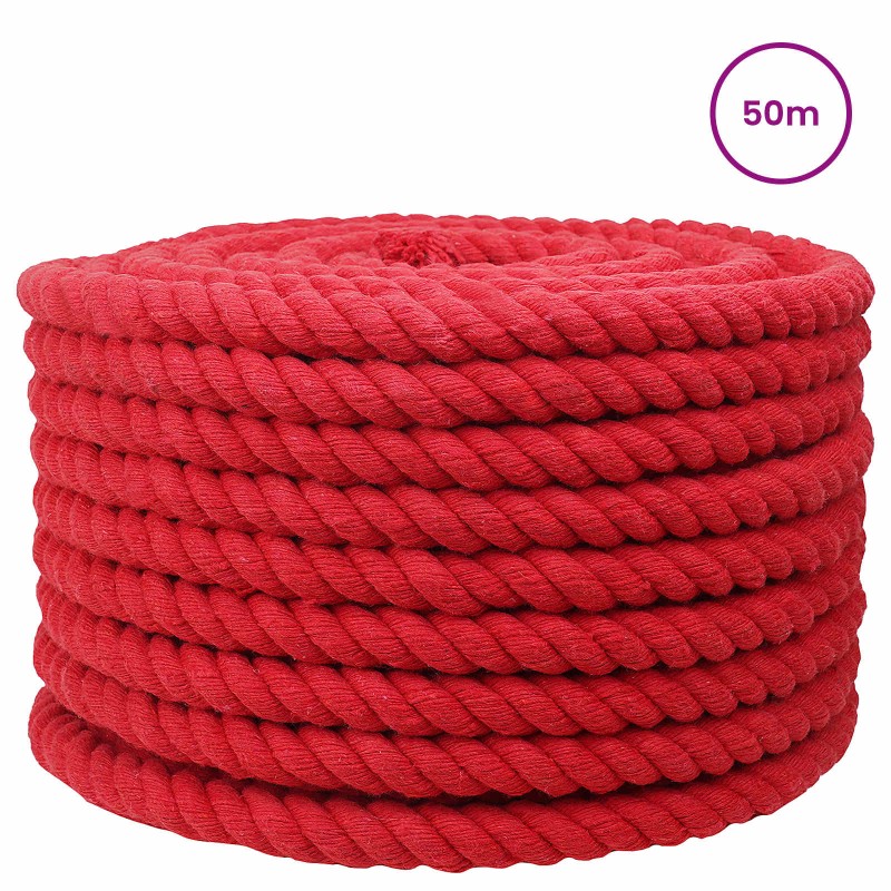 vidaXL Κωτόσχοινo 20 mm 50 m Κόκκινο 100% Βαμβάκι