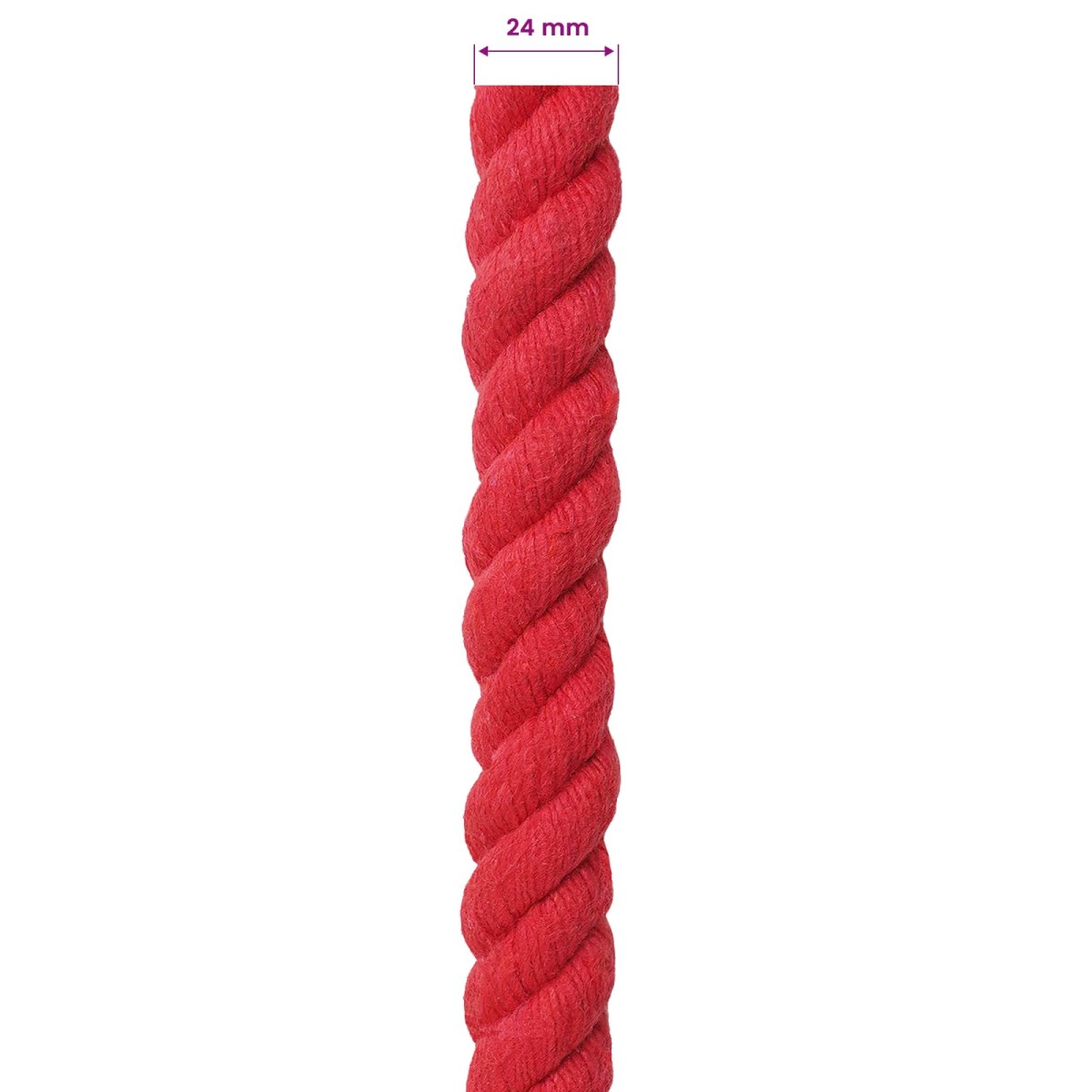 vidaXL Κωτόσχοινo 24 mm 50 m Κόκκινο 100% Βαμβάκι