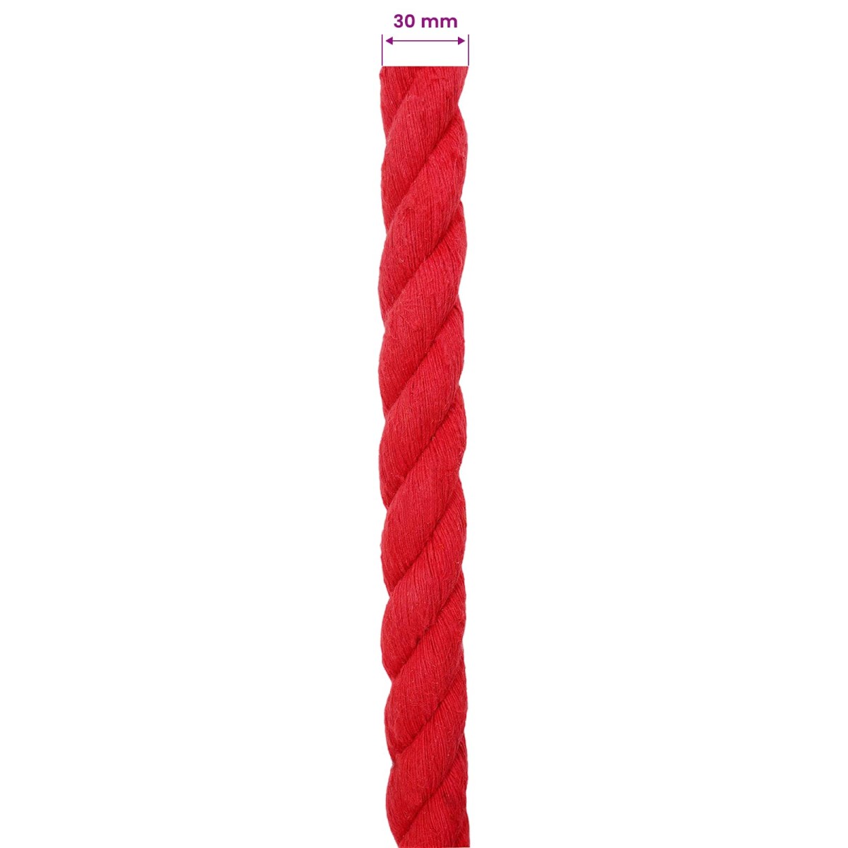 vidaXL Κωτόσχοινo 30 mm 50 m Κόκκινο 100% Βαμβάκι