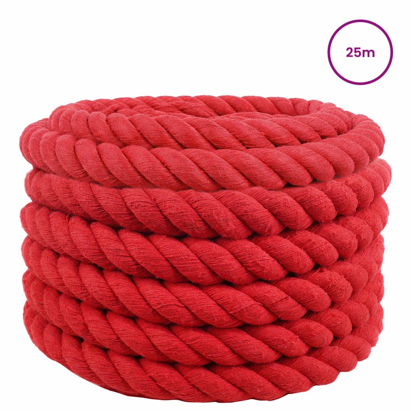 vidaXL Κωτόσχοινo 36 mm 25 m Κόκκινο 100% Βαμβάκι