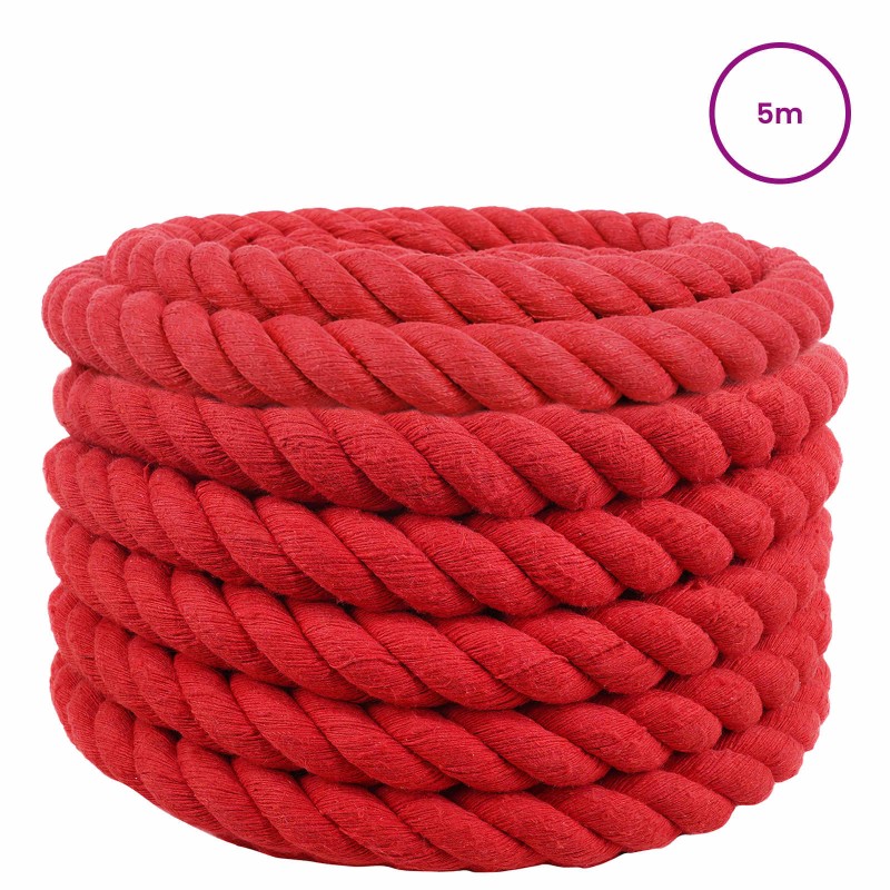 vidaXL Κωτόσχοινo 60 mm 5 m Κόκκινο 100% Βαμβάκι
