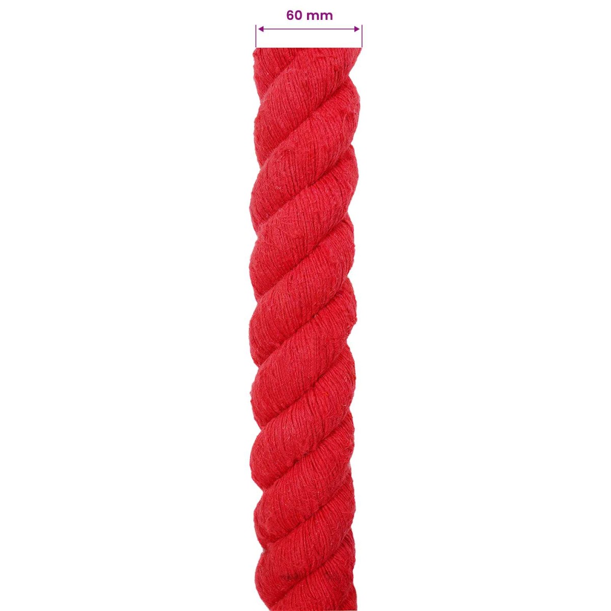 vidaXL Κωτόσχοινo 60 mm 5 m Κόκκινο 100% Βαμβάκι