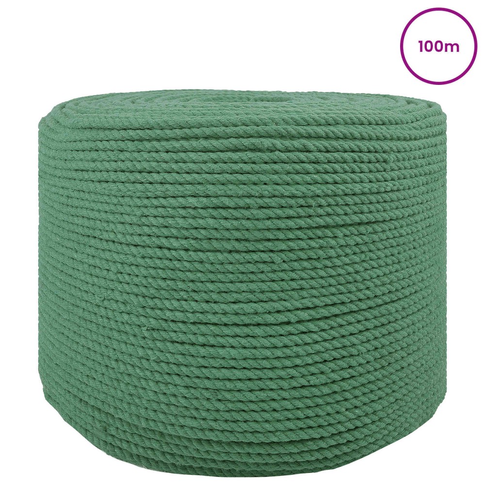 vidaXL Cotton Twine 2 τμχ. 2 mm 100 m Πράσινο 100% Βαμβάκι