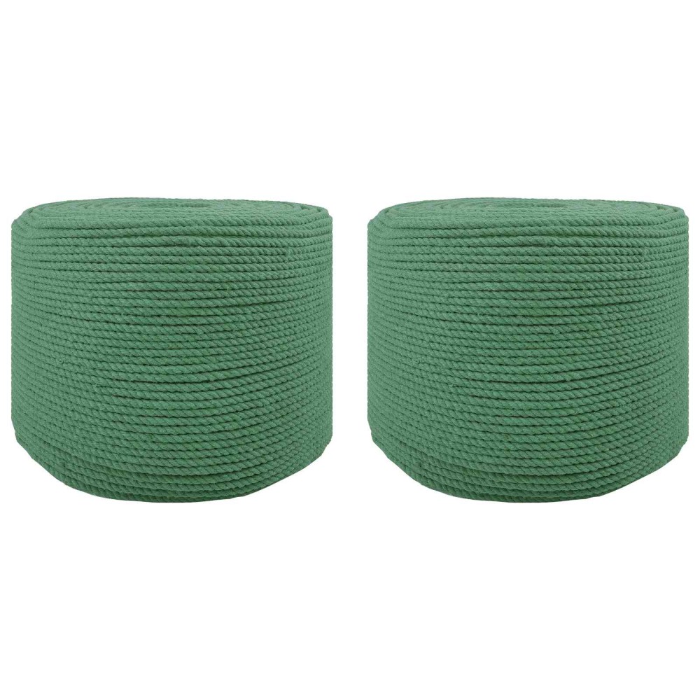 vidaXL Cotton Twine 2 τμχ. 2 mm 100 m Πράσινο 100% Βαμβάκι