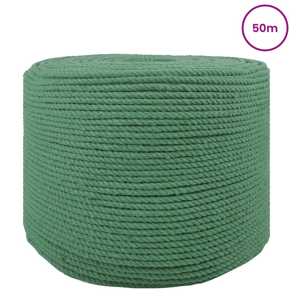 vidaXL Cotton Twine 4 mm 50 m Πράσινο 100% Βαμβάκι